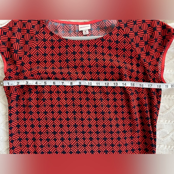Merona Red & Navy Patterned Polyester Dress Women’s Size Medium - Picture 10 of 11